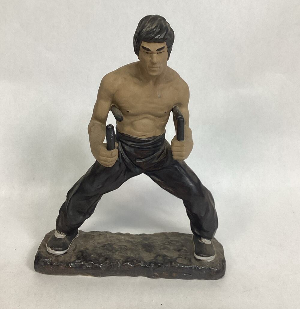 Bruce Lee Ceramic Sculpture Nunchucks Fighter - NOS
